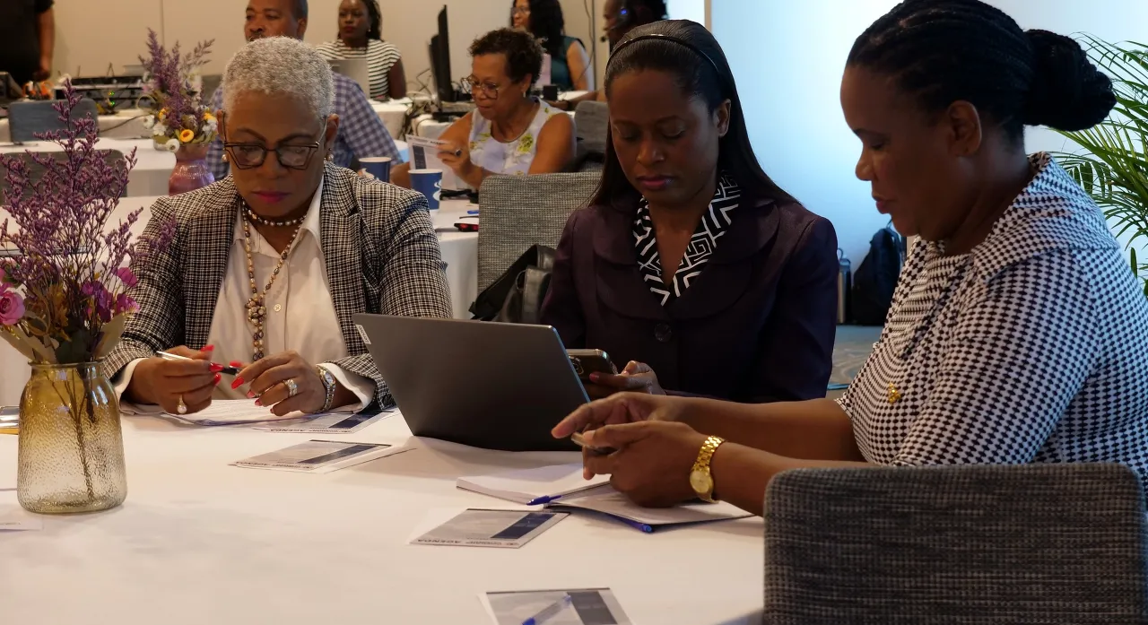 Women participating in business development training