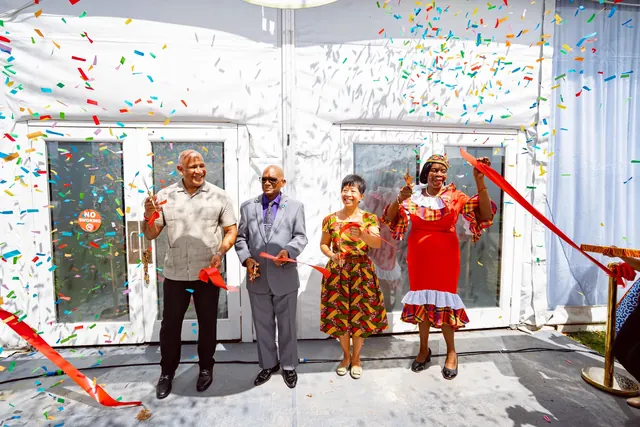 Dr. Ernest Hilaire at the Trade Show ribbon cutting