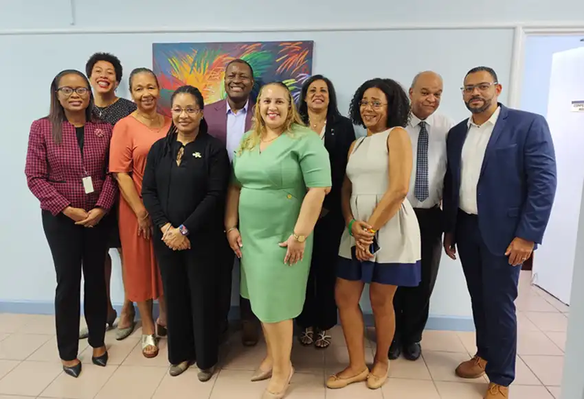 PS Alfay-Henry (far right) with the French delegation and local officials. Photo: Ministry of Commerce